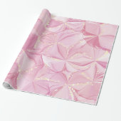Papier Cadeau Géode de marbre rose motif abstrait or (Déroulé)