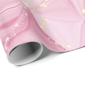 Papier Cadeau Géode de marbre rose motif abstrait or (Coin rond)