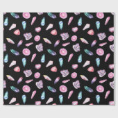 Papier Cadeau Géodes aquarelles et Motif de cristaux (Plat)