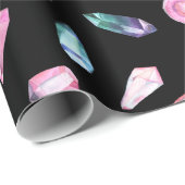 Papier Cadeau Géodes aquarelles et Motif de cristaux (Coin rond)