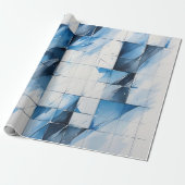 Papier Cadeau Geometric Blue Wrapping Paper (Déroulé)