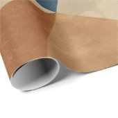 Papier Cadeau Geometric Pattern in Blues, Tans, and Rust (Coin rond)
