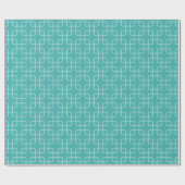 Papier Cadeau Geometric Pattern: White Crosses on Teal Back (Plat)