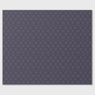 Papier Cadeau Géométrie d'étoile quintuple en Indigo et Cuivre e