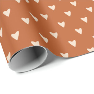 Papier Cadeau Géométrie en amour - crème sur ocre rouge - motif.