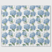 Papier Cadeau Géométrie florale - Hydrangeas bleues et blanches (Plat)