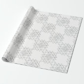 Papier Cadeau Géométrie Hexagon gris argent métallique blanc (Déroulé)