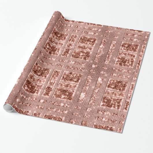 Papier Cadeau Géométrie Rose brillant Parties scintillant en cui (Déroulé)