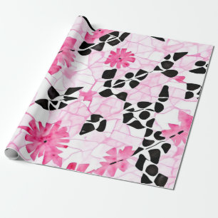 Papier Cadeau Géométrie sacrée : rose, noir et blanc