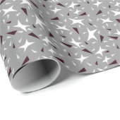 Papier Cadeau Géométrie subtile : Étoiles et Triangles – Gris (Coin rond)
