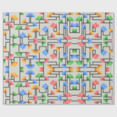 Papier Cadeau Géométrique Abstrait bleu rose jaune vert (Plat)