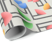 Papier Cadeau Géométrique Abstrait bleu rose jaune vert (Coin rond)