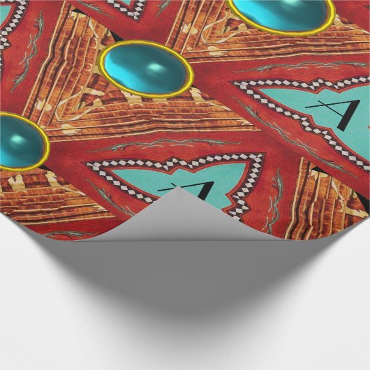 PAPIER CADEAU GÉOMÉTRIQUE ABSTRAITE BLEU ROUGE TRIANGLE GÉM MONO (Coin)