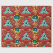PAPIER CADEAU GÉOMÉTRIQUE ABSTRAITE BLEU ROUGE TRIANGLE GÉM MONO (Plat)