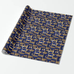 Papier Cadeau Géométrique Abstraite moderne bleu et or