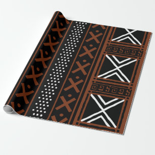 Papier Cadeau Géométrique Africain en tissu de boue Tribal Giftw