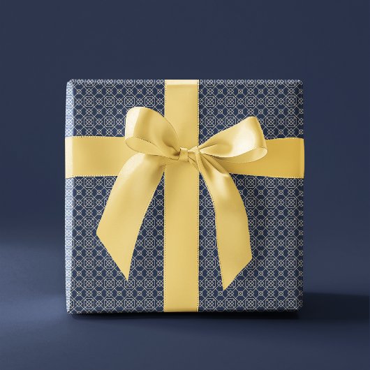 Papier Cadeau Géométrique arabe | Marine Blue Gold