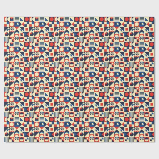 Papier Cadeau Géométrique du milieu du siècle : Motif rétro funk (Plat)