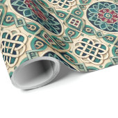 Papier cadeau géométrique Emeraude Rubis Saphir (Coin rond)