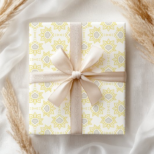 Papier Cadeau Géométrique jaune et gris