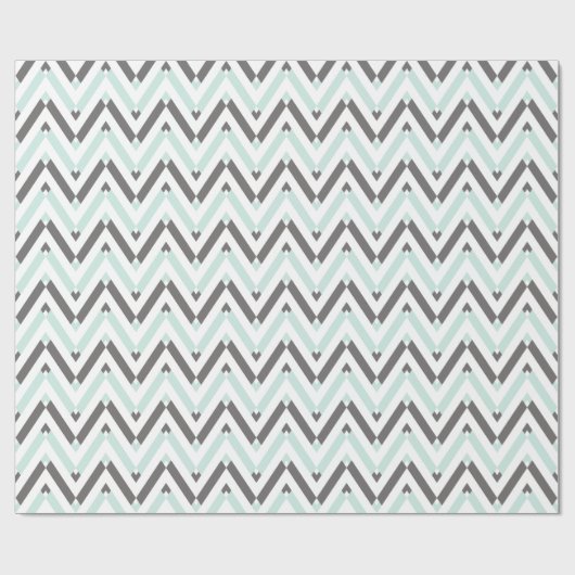 Papier Cadeau Géométrique moderne bleu clair gris blanc Chevron (Plat)