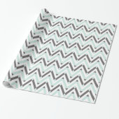 Papier Cadeau Géométrique moderne bleu clair gris blanc Chevron (Déroulé)