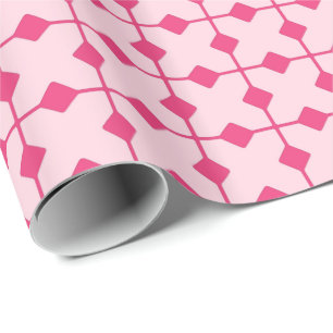 Papier Cadeau Géométrique moderne, Diamants - Rose fraise