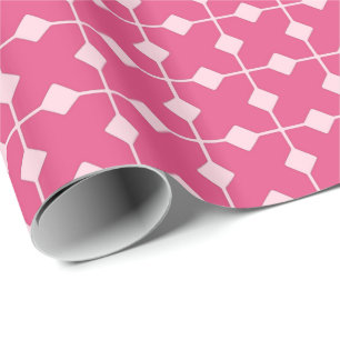 Papier Cadeau Géométrique moderne, Diamants - Rose fraise