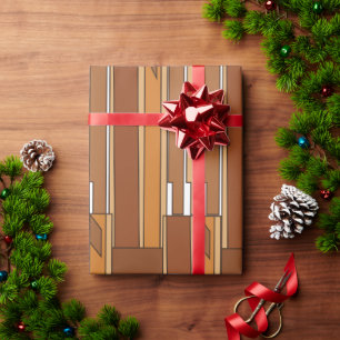 Papier Cadeau Géométrique Moderne du Milieu du Siècle