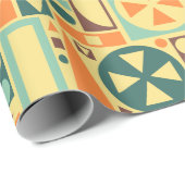 Papier Cadeau Géométrique orange moderne de la rétro moitié du (Coin rond)