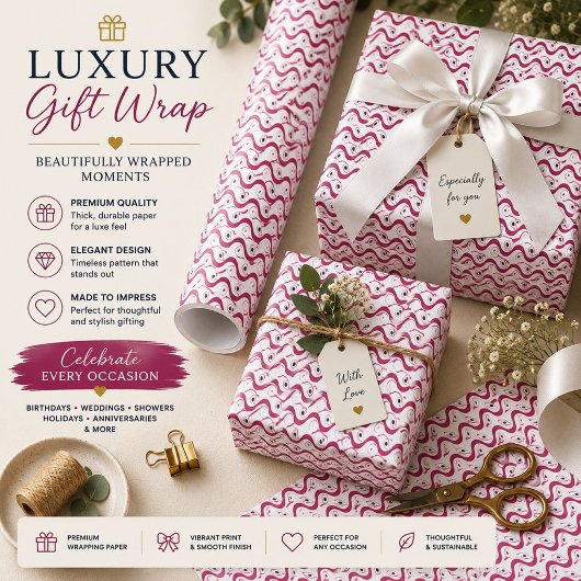Papier cadeau géométrique rose