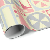 Papier Cadeau Géométrique rose moderne de la rétro moitié du (Coin rond)