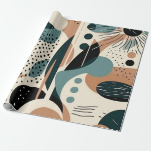 Papier Cadeau Géométrique scandinave marine sarcelle terre cuite