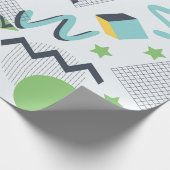 Papier Cadeau Géométrique verte et jaune inspirée de Memphis (Coin)