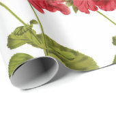 Papier Cadeau Geraniums rouges vintages (Coin rond)