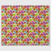 Papier Cadeau Gerbera fleurie colorée (Plat)