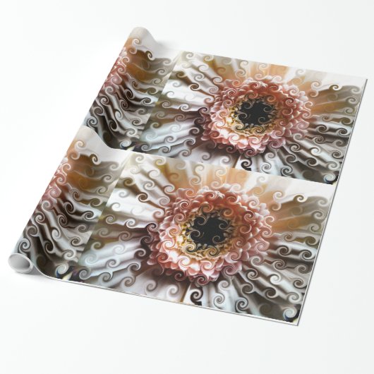 PAPIER CADEAU GERBERA MARGUERITE (Déroulé)