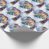 Papier Cadeau German Pinscher Snowy Courtyard Santa Hat (Coin)