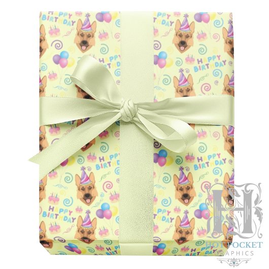 Papier Cadeau German Shepherd Birthday Gift Wrapping Paper 
