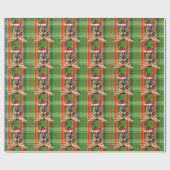 Papier Cadeau German Shepherd Dog Red Green Plaid Christmas (Plat)