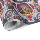 Papier Cadeau German Shepherd Dog Valentine's Day  (Coin rond)