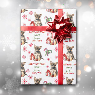 Papier Cadeau German Shepherd Puppy Christmas