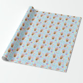 Papier Cadeau German Shepherd Wrapping Paper in Blue  (Déroulé)
