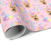 Papier Cadeau German Shepherd Wrapping Paper in Pink (Coin rond)