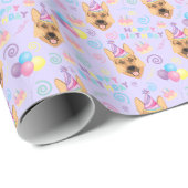 Papier Cadeau German Shepherd Wrapping Paper in Purple (Coin rond)