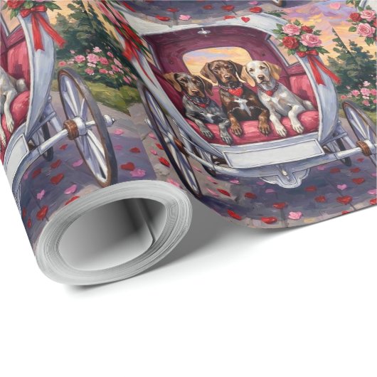 Papier Cadeau German Shorthaired Pointer  Dog Valentine's Day  (Coin rond)