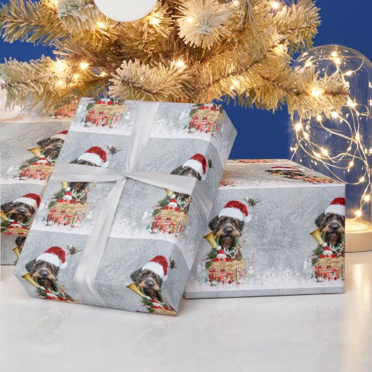 Papier Cadeau German Wirehaired Pointer Merry Christmas! (Vacances)