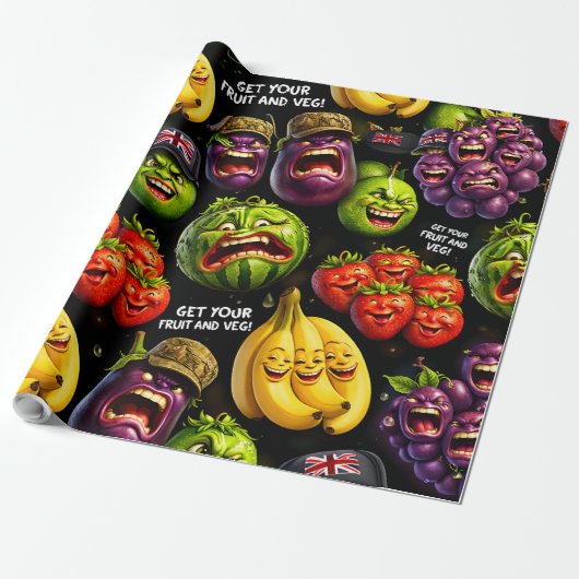 Papier Cadeau Get your fruit and veg premium wrapping paper make (Déroulé)