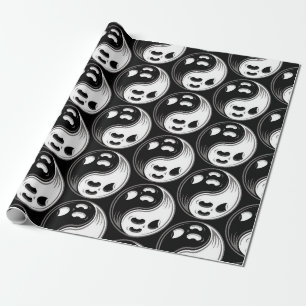Papier Cadeau Ghost Yin Yang Noir et blanc