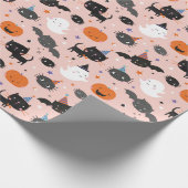 Papier Cadeau Ghosts, Chats, chauves-souris et Citrouilles d'Hal (Coin)